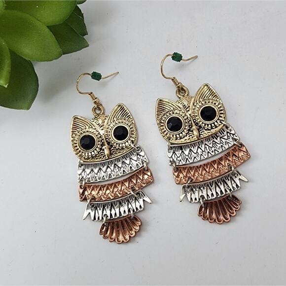 🌻3 For $18 Owl Dangle Boho Earrings - Picture 1 of 3